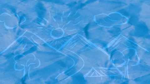 Slow horizontal panning motion of wrinkled paper, solid electric blue color.. Stock Footage 321966731