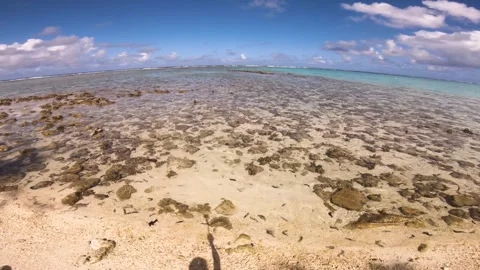 Slow horizontal view of sandy rocky beach of beautiful scene of Koromiri islet l Stock Footage 250401442