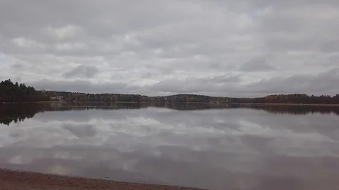 Slow hover over lake Stock Footage 97609943