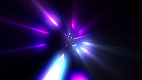 Slow Hyper Warp Neon Lights Rotating Tunnel Disco VJ Motion Background Video stock 77099329