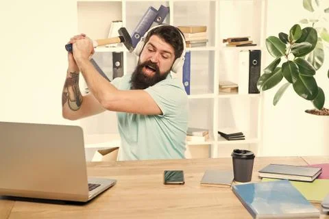 Slow internet connection. Outdated software. Computer lag. Reasons for computer Foto stock