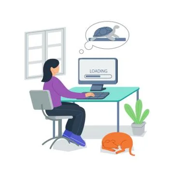 Slow loading internet connection vector illustration concept Illustrazione stock