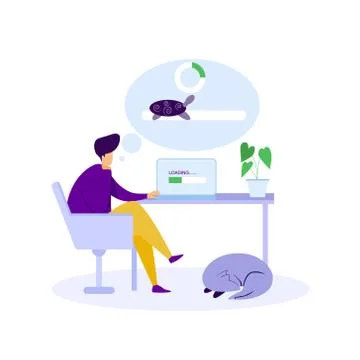 Slow loading internet vector illustration concept Stock Illustration