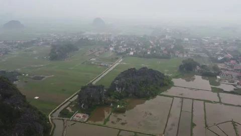 Slow Long Shot of Flooded Fields Stock Footage 255041276