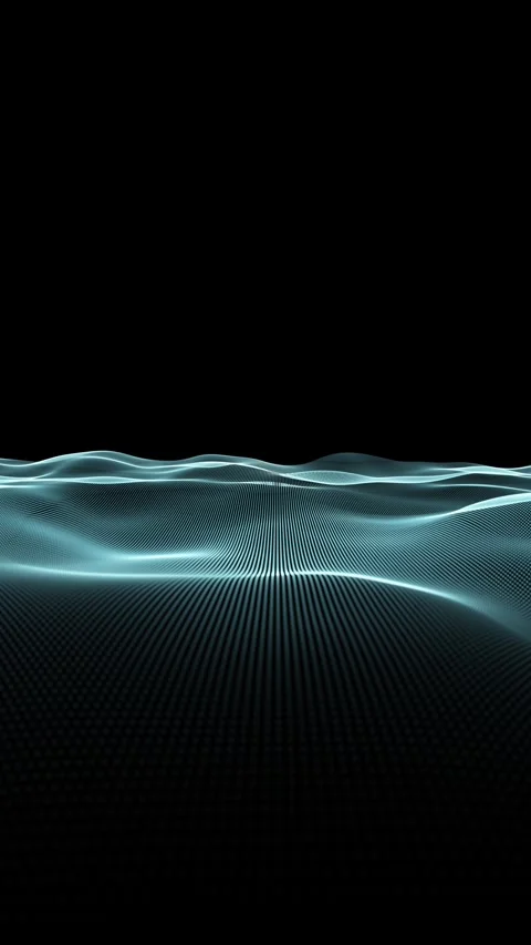 Slow loop motion digital waves on black vertical background Stockbeeldmateriaal 341605456