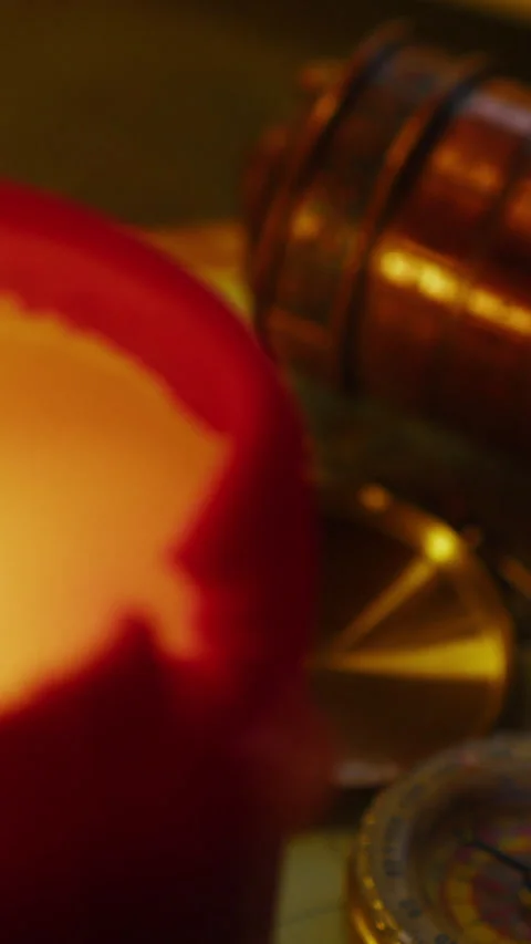 Slow Macro Slide Over Candle Reveals Cryptex, Suspense and Hidden Code Stock Footage 334084154