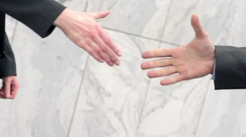 Slow-Mo: Business Couple Handshake. Close-Up. Stock Footage