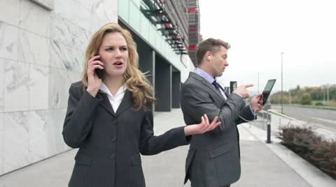 Slow-Mo: Business Team Negotiating On Phone And Video Conference. Stock Footage 35250451