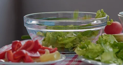 Slow-Mo Close Up The Beginnings Of A Delicious Salad Stock Footage 126089519