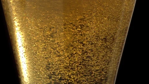 Slow Mo Close Up Bubbles In Glass Of Beer Stock Footage 113201495