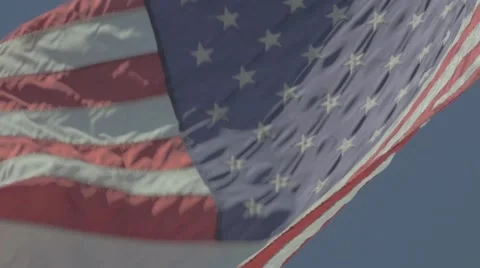Slow mo close up large American flag Stock Footage 40751120