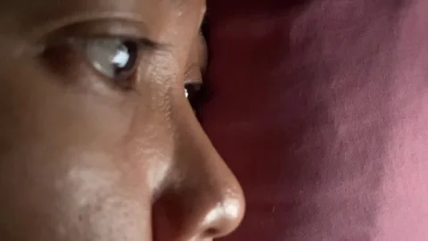 Slow mo close up of woman face watching smartphone before night sleep. Stock Footage 342581764