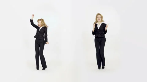 Slow-Mo: Combined Shots Of Two Businesswomen Celebrating Success Stock Footage 36991490