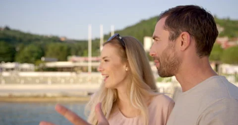 Slow Mo Of Couple Talking About Something Stock Footage 144194907