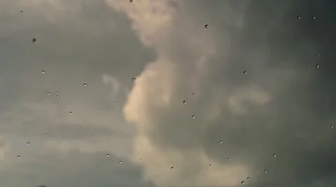Slow mo driving rain on window dramatic clouds wiper passes 01 스톡 동영상 49967367