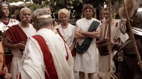 Slow Mo Emperor And Romans Cheer Stock Footage 120513638