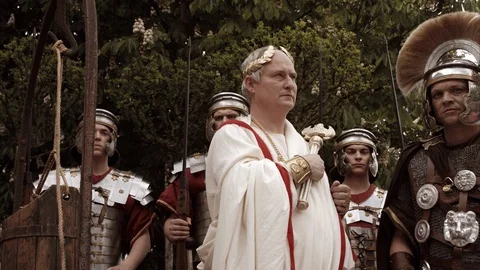 Slow Mo Emperor Surrounded By His Troops Stock Footage 120518706