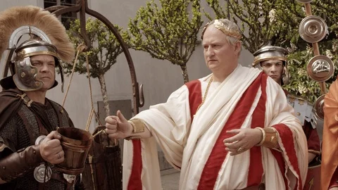 Slow Mo The Emperor’s Surprise Decision Stock Footage 120518477