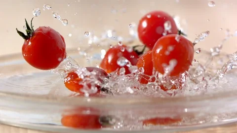 Slow Mo Falling Cherry Tomatoes Stock Footage 108149501