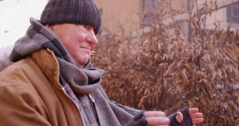 Slow Mo Of Homeless Man Thinking About Life Stock Footage 128774328