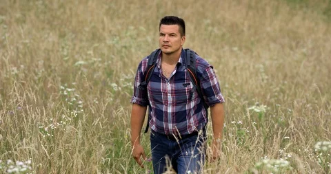 Slow Mo It’s Great To Have A Hiking Companion Stock Footage 112296537