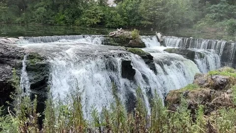 Slow Mo of Mary Ellen Kramer Park large waterfall long Stock Footage 208157118