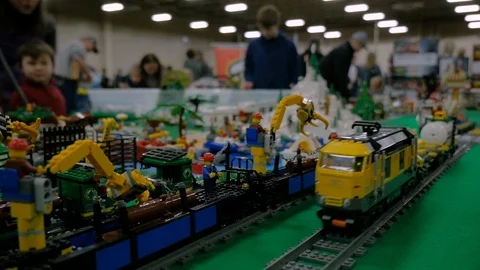 Slow Mo Model Train Exhibition Stock Footage 101404853