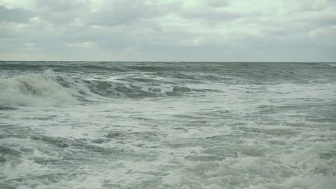 Slow mo a small storm on the sea Stock Footage 81354838