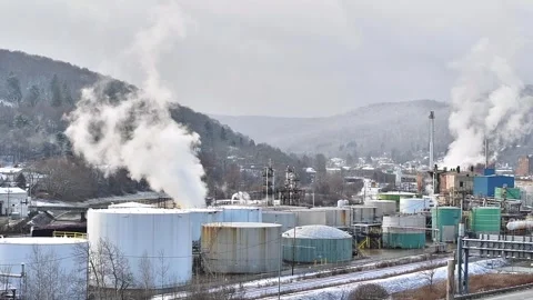 Slow mo snow oil rig Stock Footage 257941517