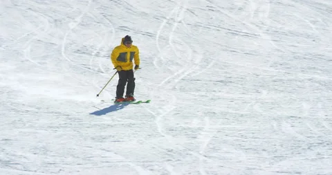Slow Mo Of Sporty Man Skiing Fast Stock Footage 139399341