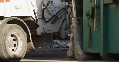 Slow Mo Of Truck Dumping Trash Stock Footage 125365422