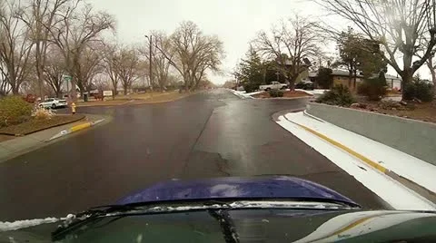 Slow mo windsheild wipers in snow Stock Footage 22379593