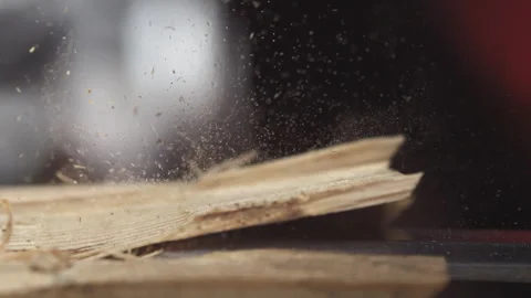 Slow-Mo Wood Chisel: Precision at Play Stock Footage 265230160