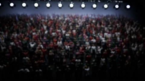 Slow-motion 120fps Crowd of defocused People Cheering, clapping, Applauding Stockbeeldmateriaal 164982748