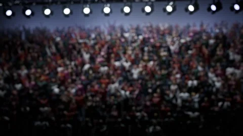Slow-motion 120fps Crowd of defocused People Cheering, clapping, Applauding Stock Footage 164983058
