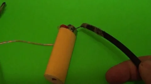 SLOW MOTION 240fps of 300 volts to a lighter GREEN SCREEN Stock Footage 8778564