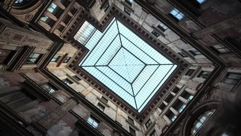 Slow Motion 360 Degree Tracking Shot Of Ornate Galleria Sciarra Interior Video stock 329713140