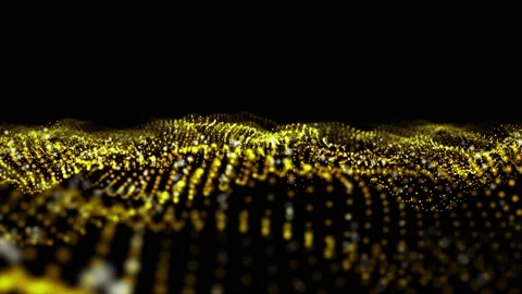 Slow motion 3D animation of gold light particles dancing Vidéo 140888651