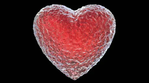 Slow motion 3D animation of the red ice melting heart, alpha mask is included Stockbeeldmateriaal 59851593