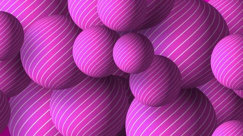 Slow motion 3D animation showing striped line work circular round balls moving Stock Footage 320862342
