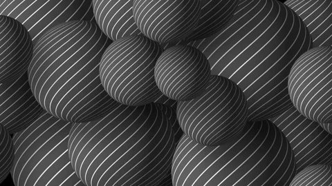 Slow motion 3D animation showing striped line work circular round balls moving Stock Footage 320862405