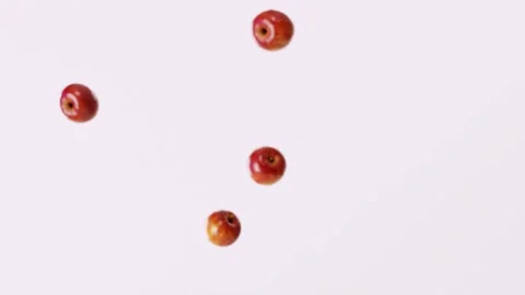 Slow motion 3d animation video of apples falling from above Stock Footage 237316719