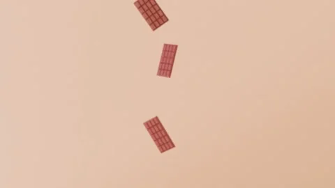 Slow motion 3d animation video of chocolate bars falling from above Видео 237316741