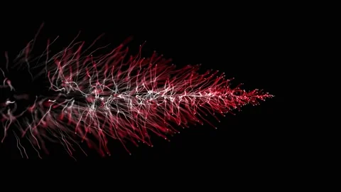 Slow motion 3D animation of white and red fiber optics light particles Vidéo 140888676