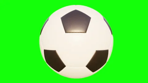 	 Slow Motion 3D Realistic Soccer Ball Rotating Isolated on Green Screen, Stock Footage 336756798