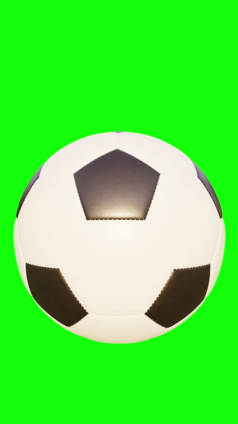 	 Slow Motion 3D Realistic Soccer Ball Rotating Isolated on Green Screen. Stock Footage 336756799