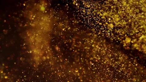Slow Motion 4K Golden Sparkles and Bokeh on a Dark Background Stock Footage 236357953