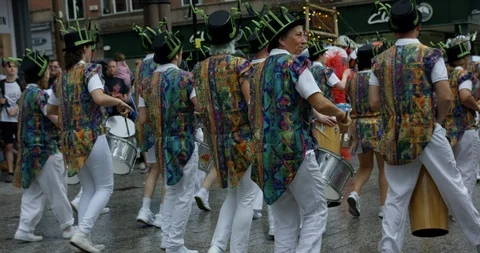 Slow Motion 4K People Drumming And Performing At Pride Parade Celebrating Stock Footage 113526408