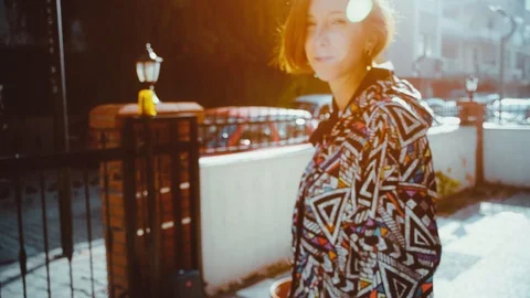 Slow Motion 4K Red haired attractive, Caucasian beautiful young woman portrait. Stock Footage 101291431