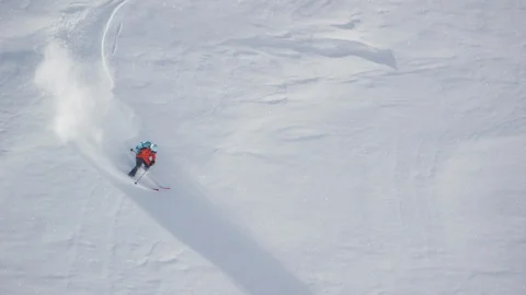 Slow Motion 4K: Ski Freeride Stock Footage 100988331